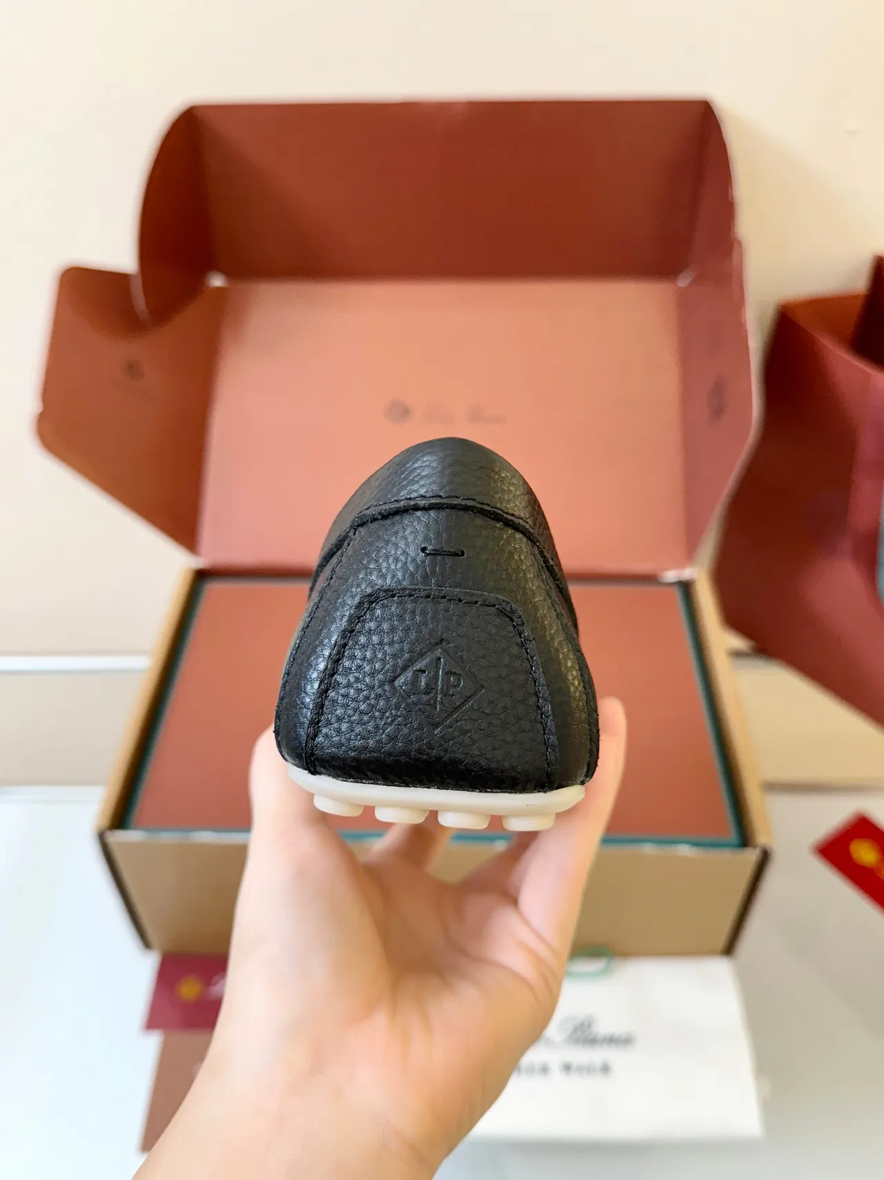 Loro Piana Gommino Loafer Black Pebbled Leather Penny Loafer