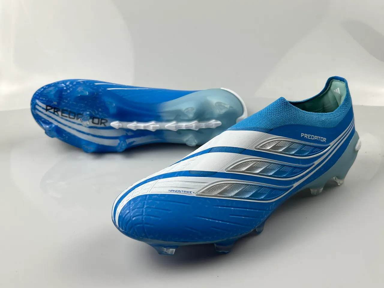 Adidas Predator Nanostrike+ Blue White Silver Firm-Ground Soccer Shoes