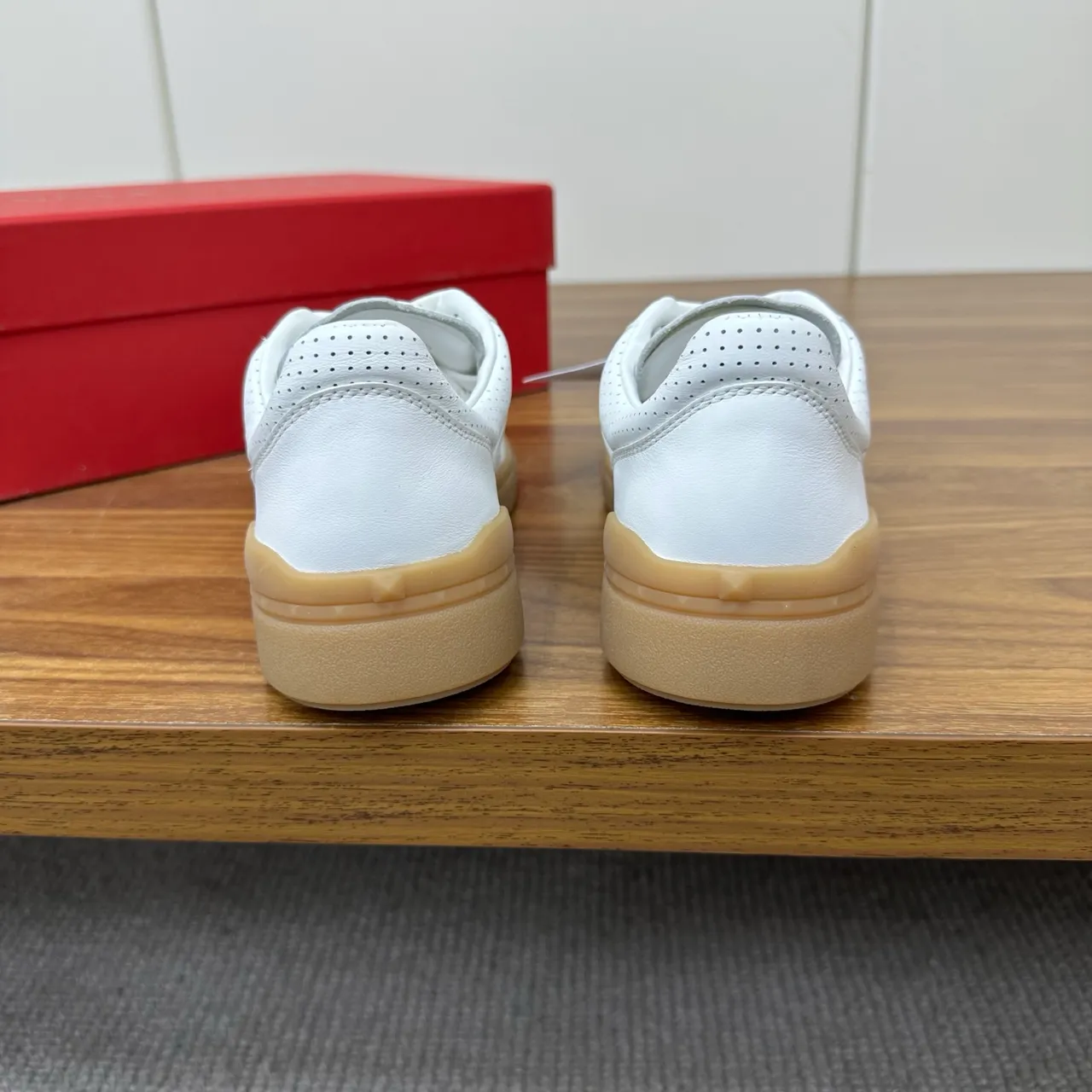 Valentino Rockstud Perforated Leather White and Gum Lifestyle Sneakers