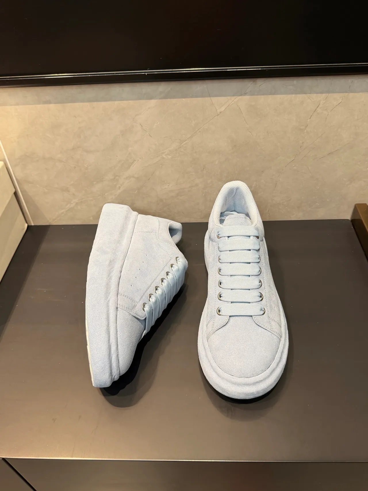 Alexander McQueen Oversized Sneaker Light Blue Suede Lifestyle Sneakers