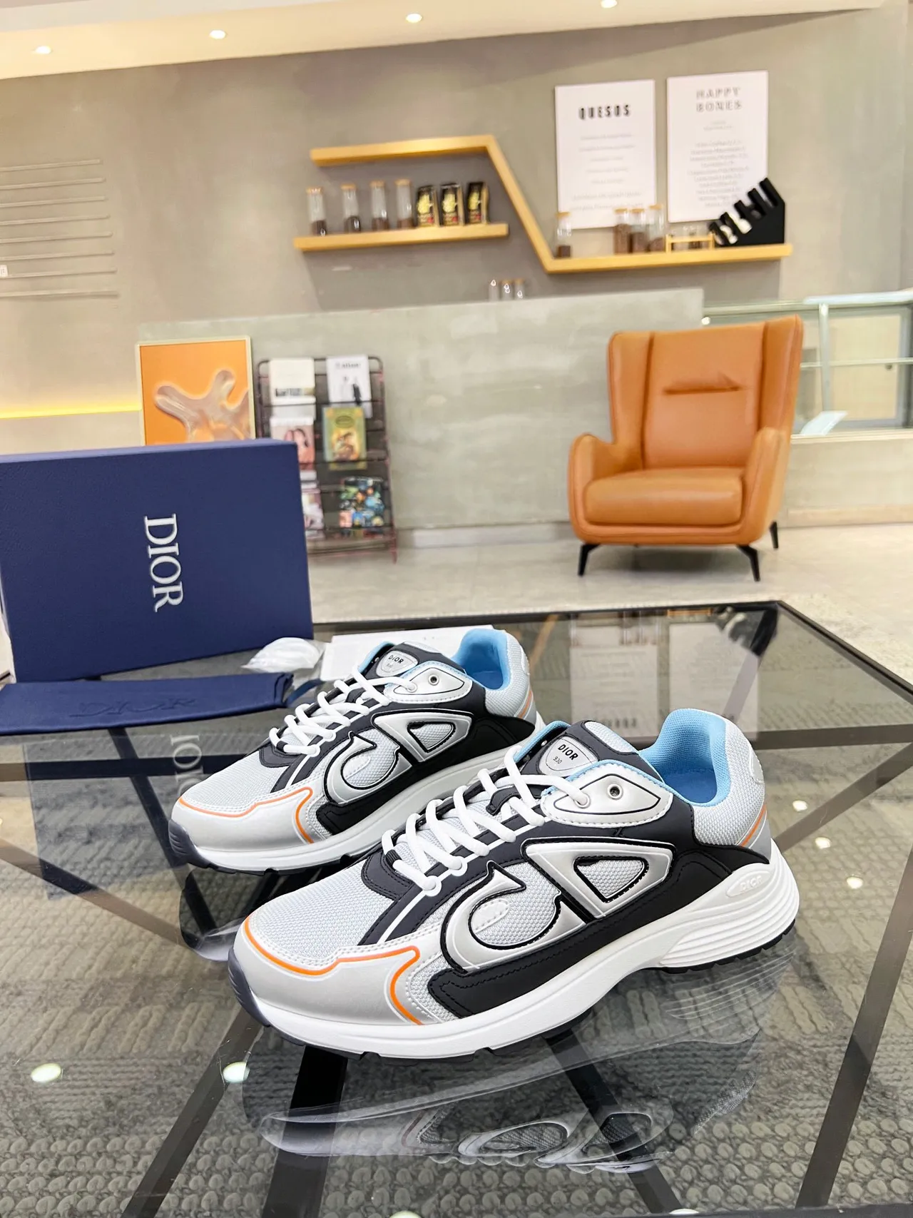 Dior Silver Black Sole Oversized CD Logo Chunky Sneakers