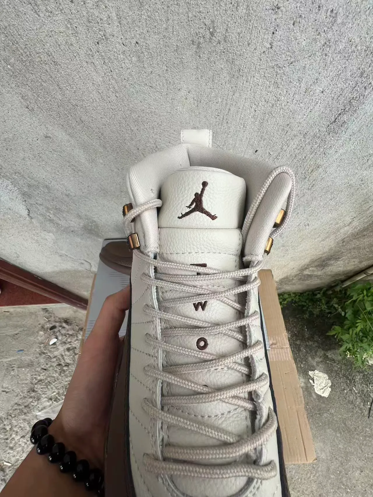 Air Jordan 12 White Brown Quilted Leather Basketball Shoes