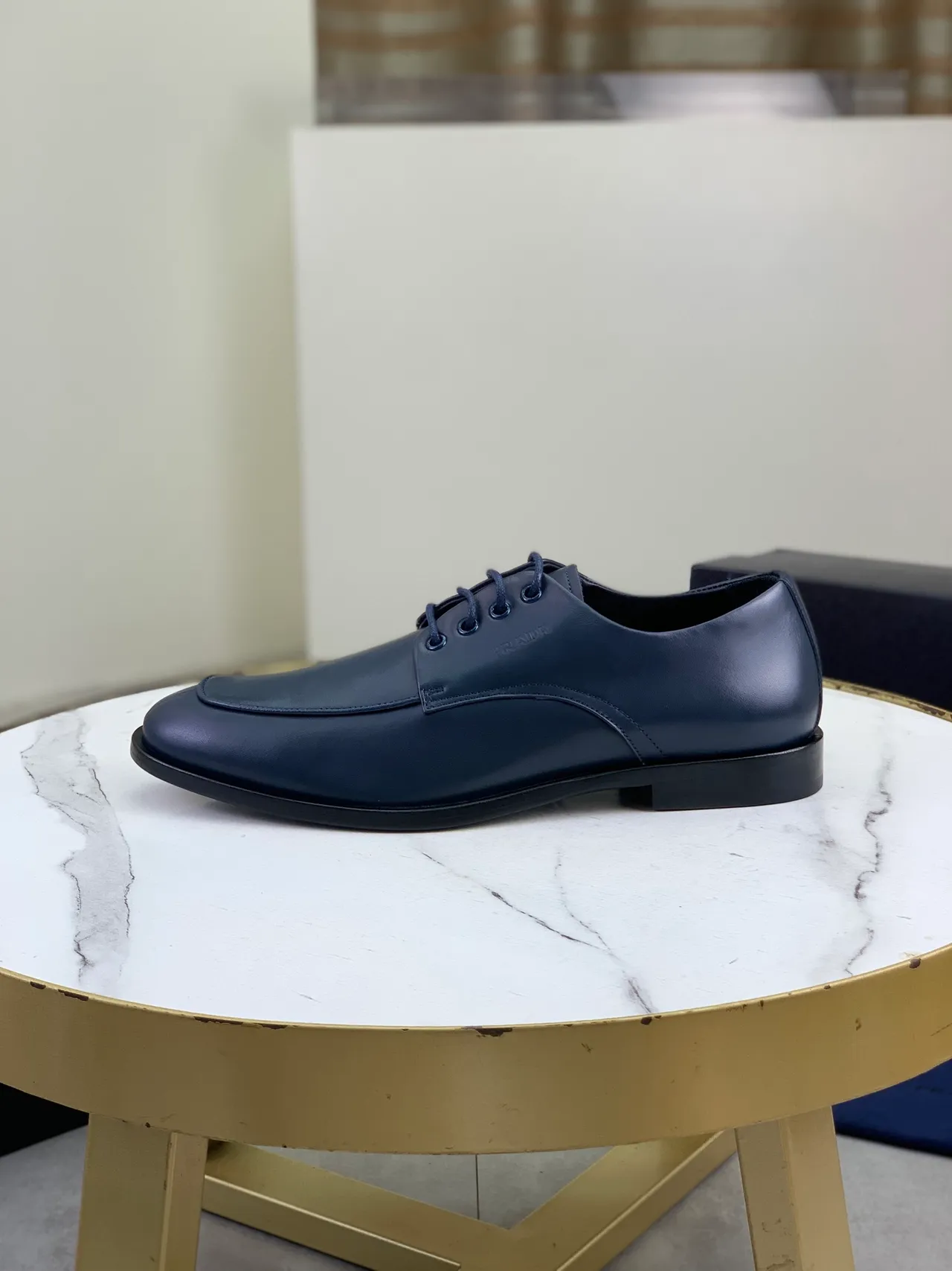 Prada Navy Blue Cap-Toe Oxford Shoes