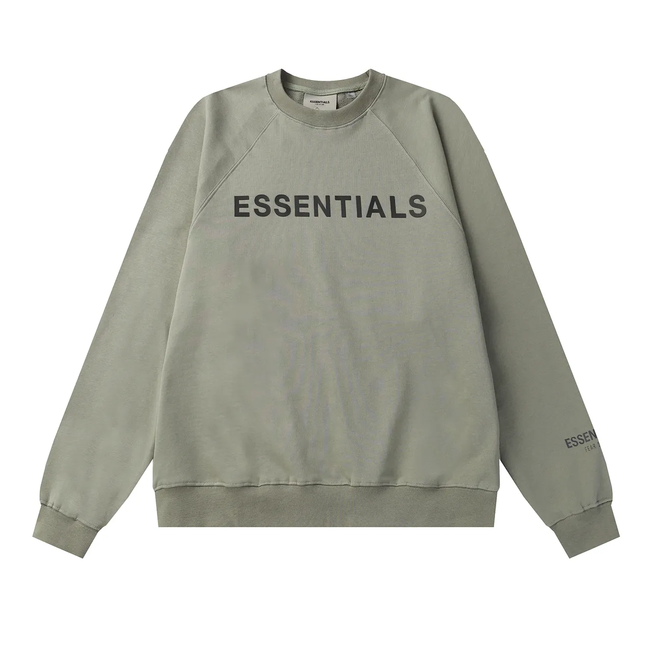 Fear of God Essentials Black Crewneck Raglan Sleeve Sweater