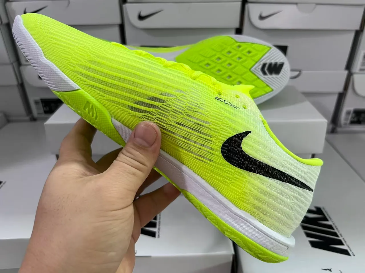Nike Mercurial Flyweave Ultra Neon Yellow Black Indoor Soccer Shoes