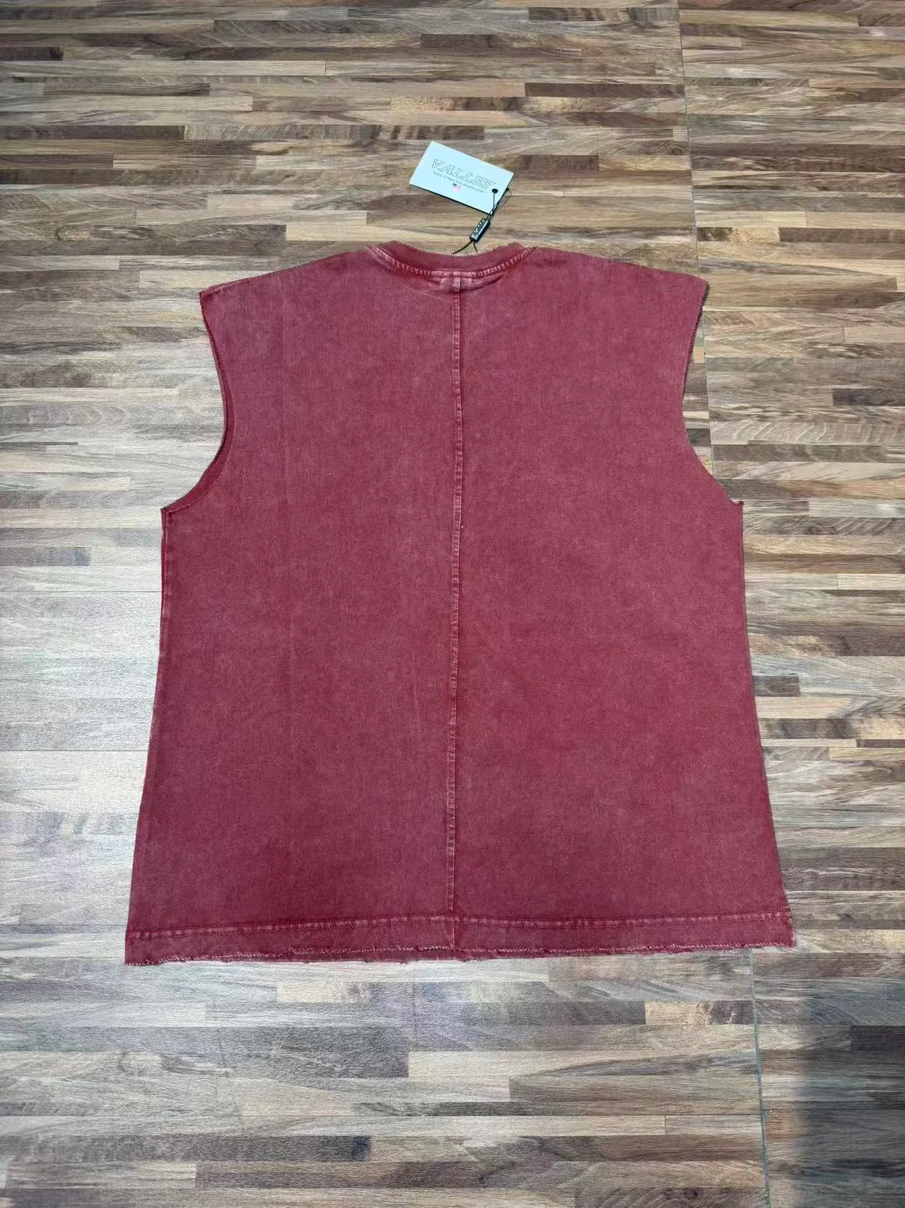 Black and Maroon Graphic-Print Distressed Sleeveless Vest Top