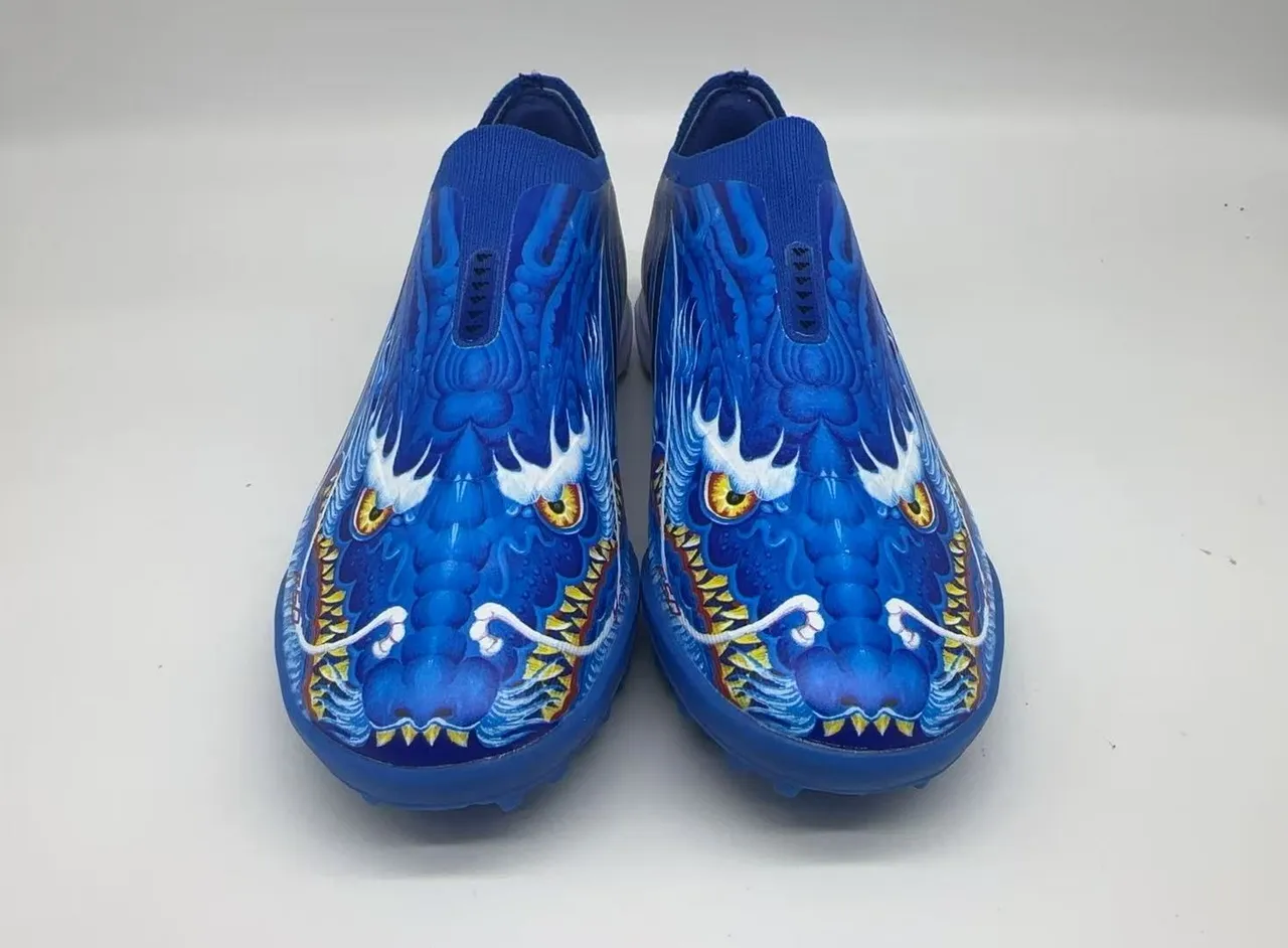 Blue Dragon Graphic Slip-On Turf Soccer Shoes