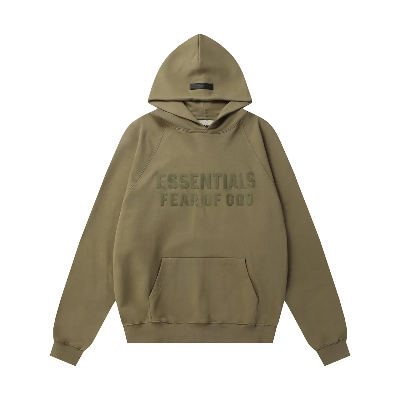 Fear of God Essentials Black Oversized Fit Tonal Embossed Logo Hoodie