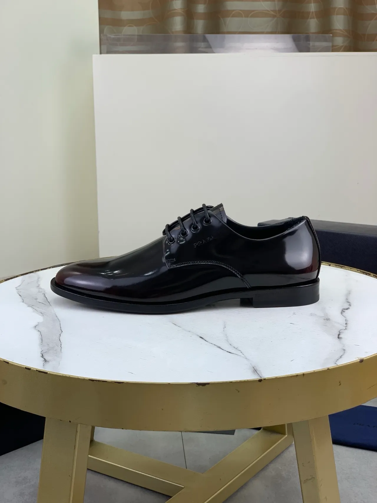 Prada Patent Leather Cap Toe Oxford Shoes