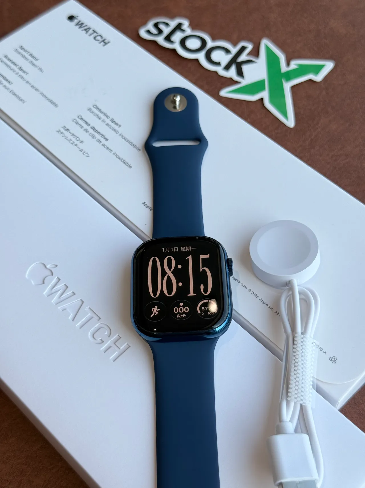 Apple Blue Black Square Case Flat Display Sports Watch