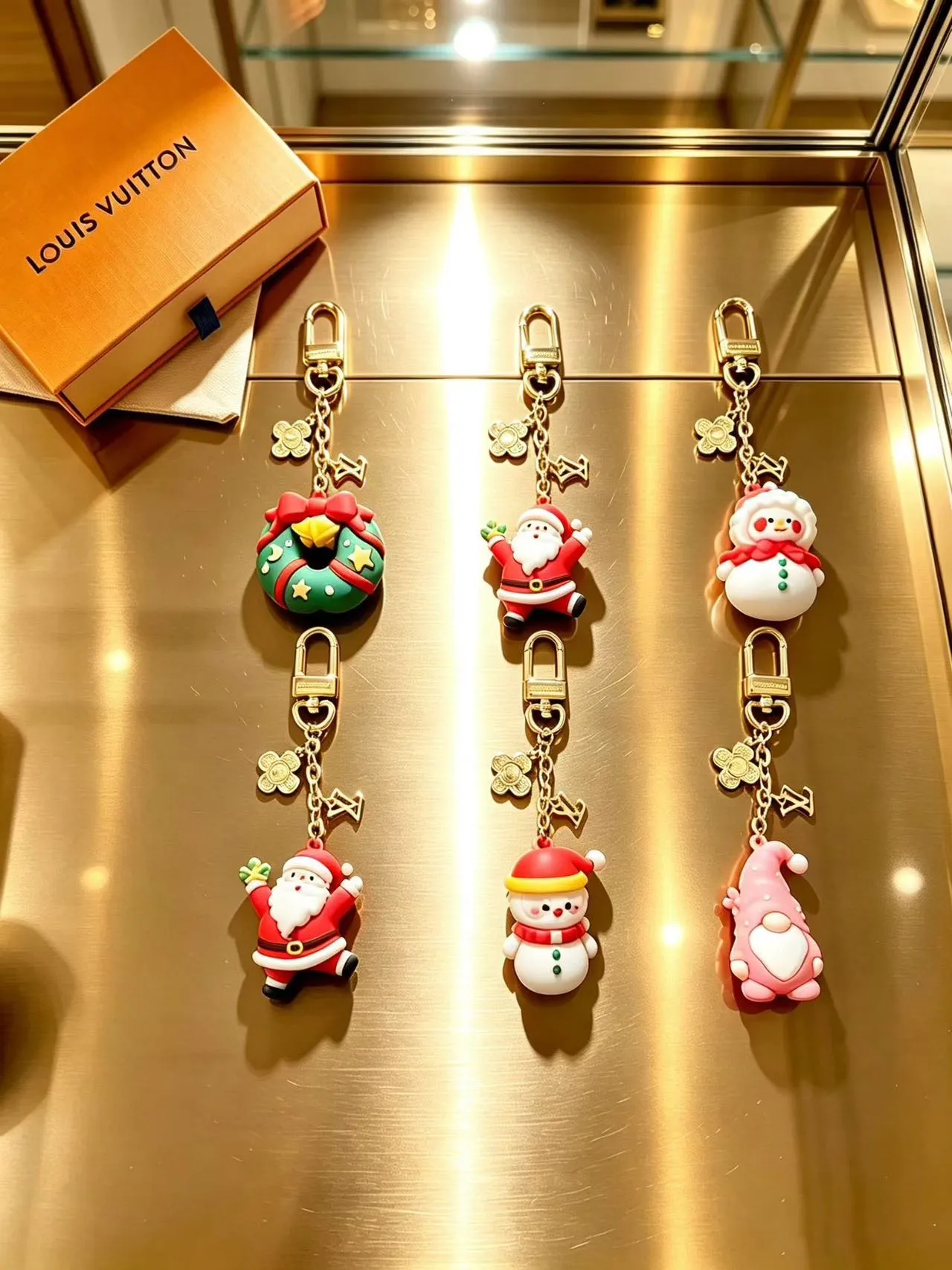 Louis Vuitton Multicolor Gold Resin Holiday Figurines Hardware Phone Accessory