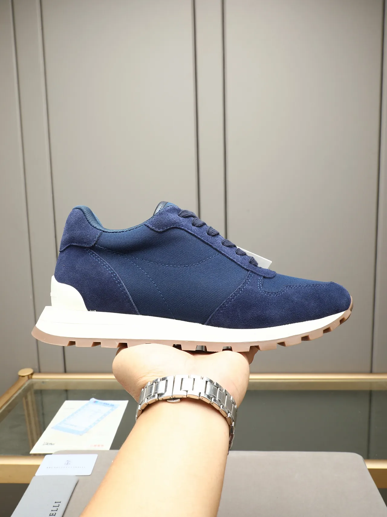 Navy Suede and Textile Lifestyle Sneaker