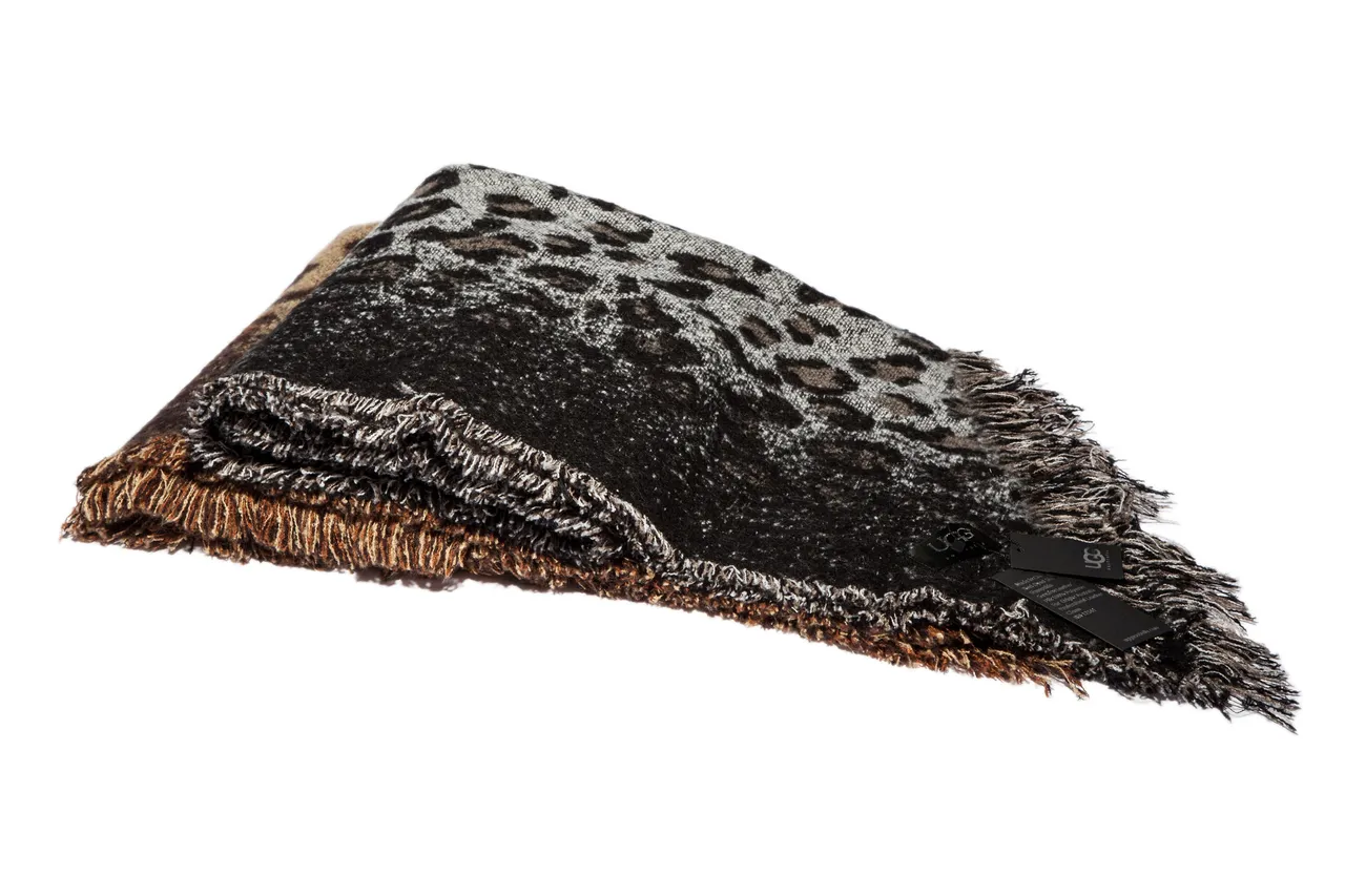 Beige Brown Knitted Leopard Print Scarve