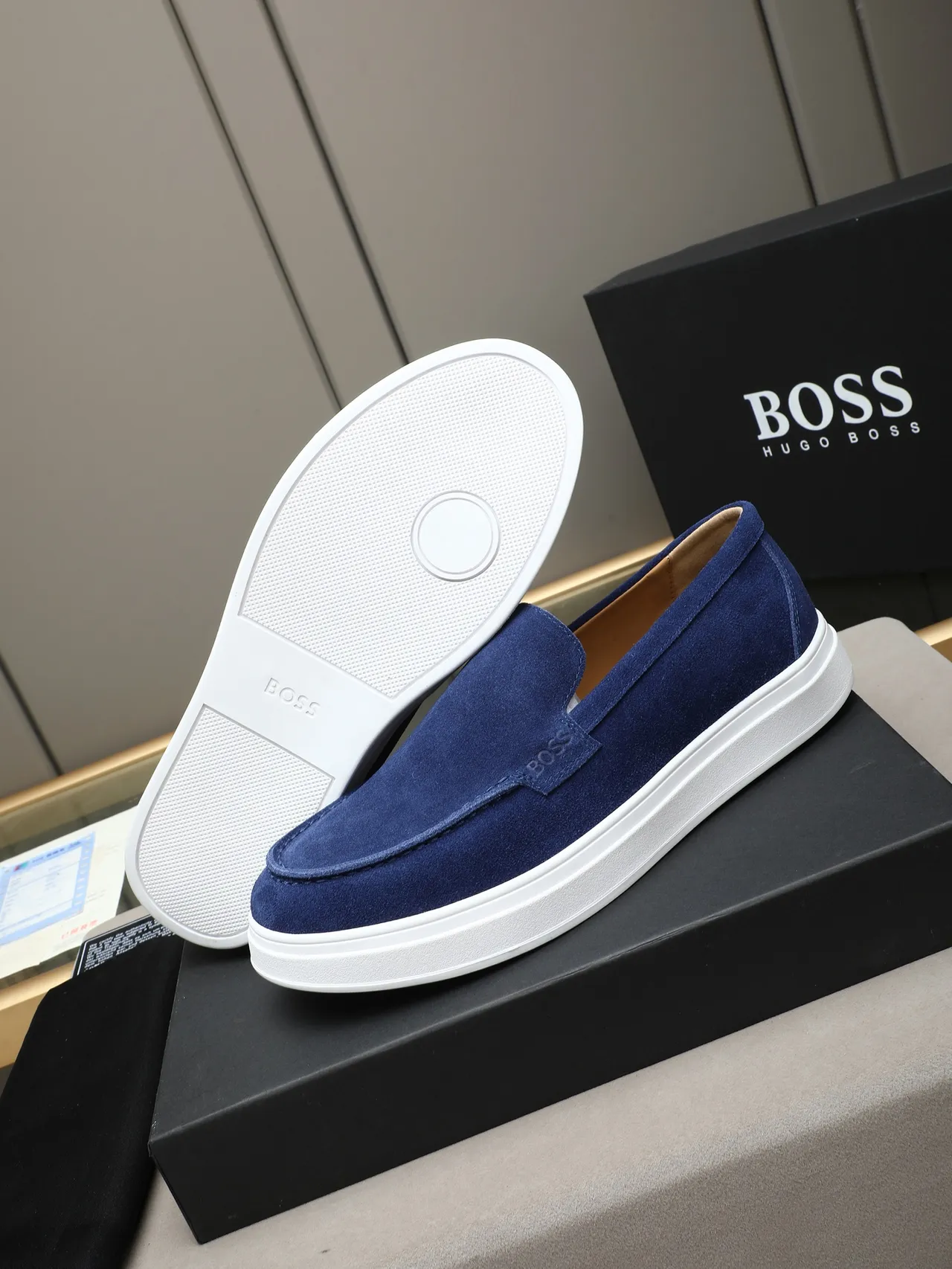 Hugo Boss Blue Suede Slip-On Loafer