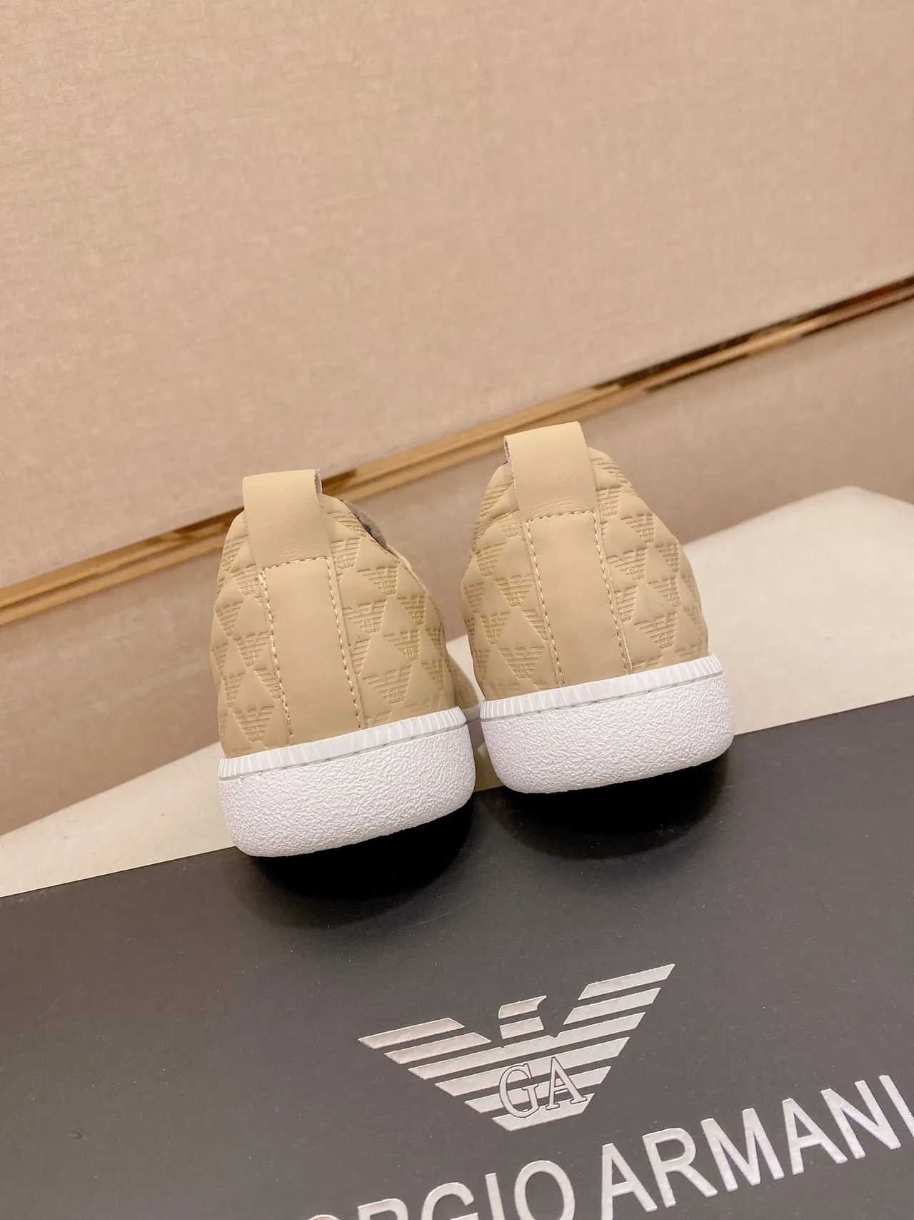 Emporio Armani Quilted Slip-On Beige Brown Lifestyle Sneakers