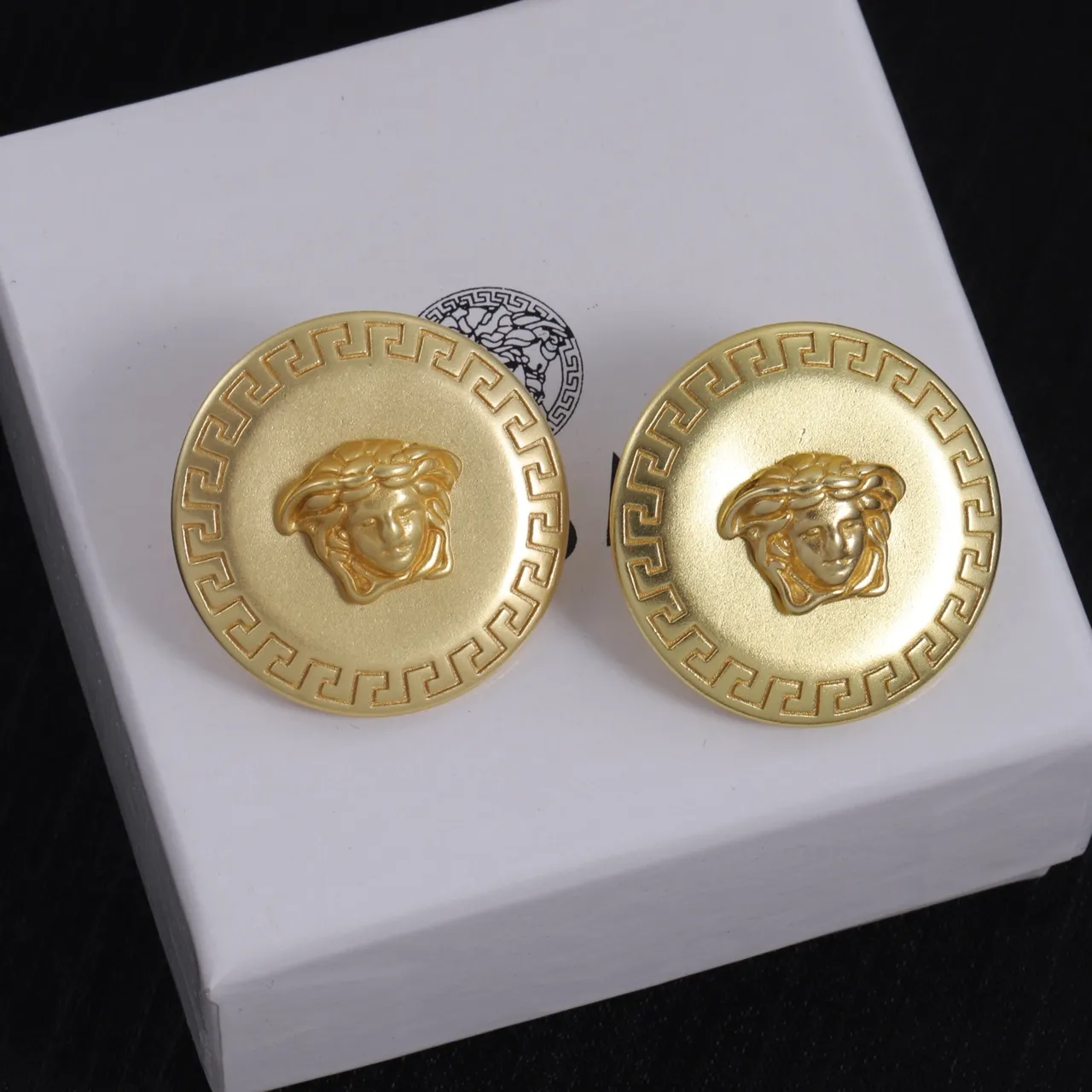 Versace Greca Odissea Gold-Tone Medusa Head Earrings