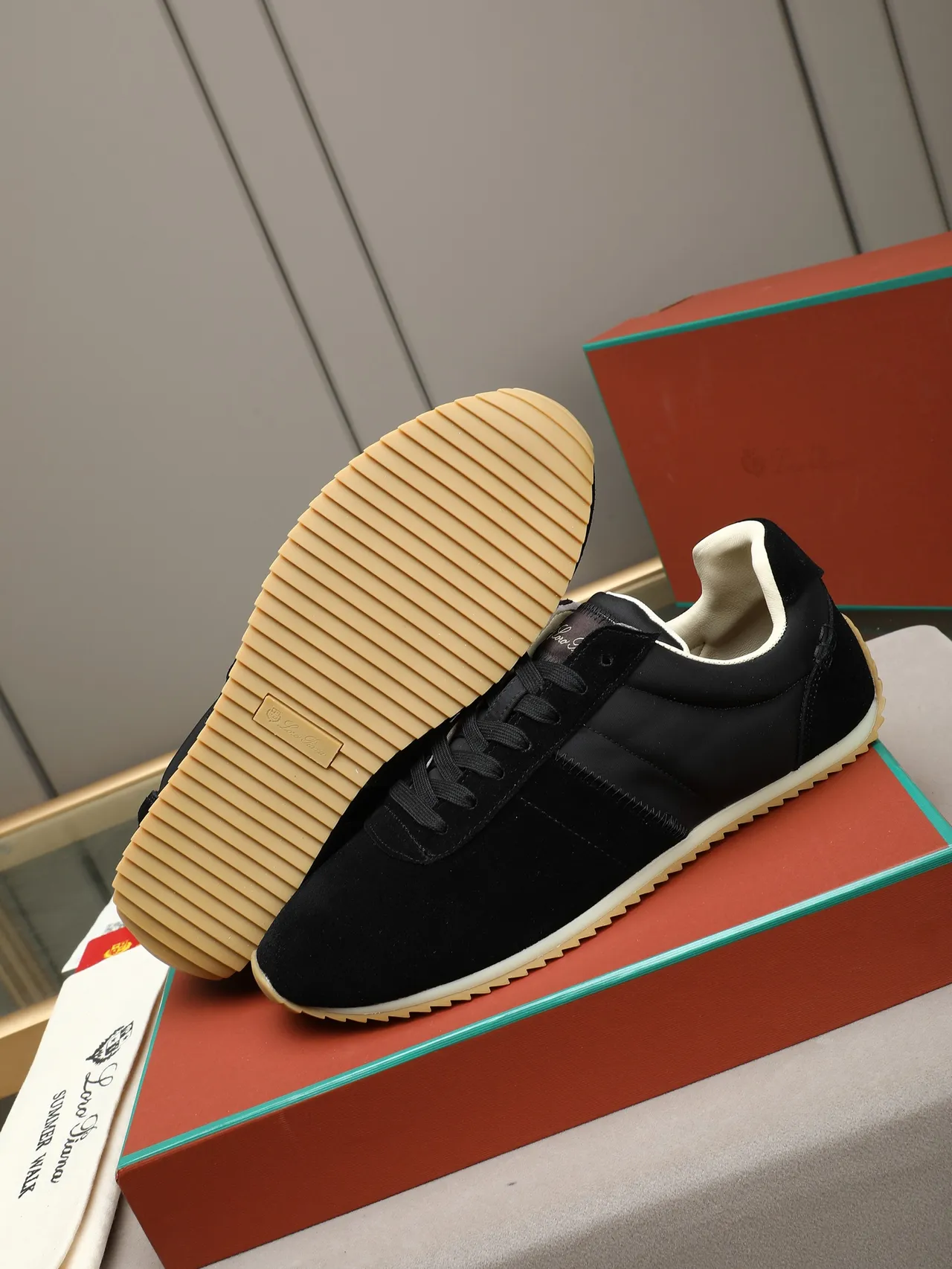 Loro Piana Black Suede and Nylon Lifestyle Sneakers