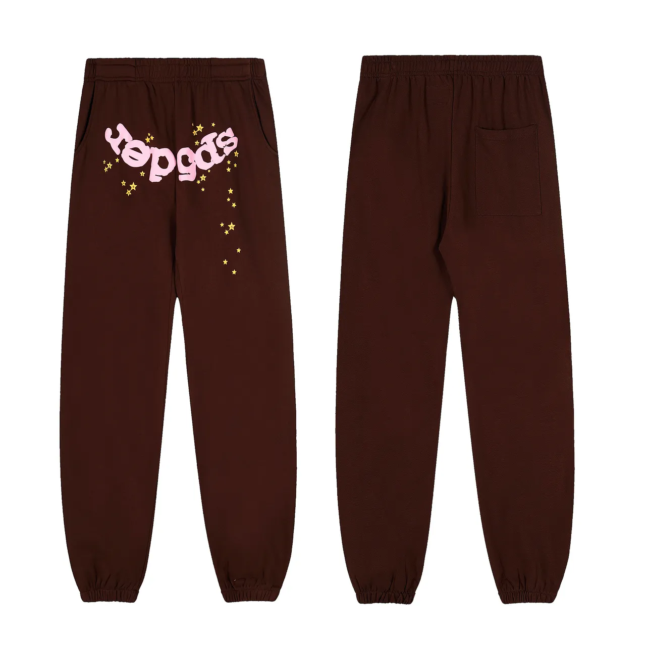 Sp5der Brown Pink Graphic-Print Oversized Fit Tracksuit