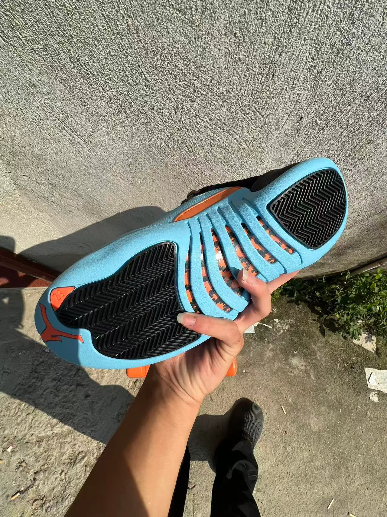 Air Jordan 12 Black Light Blue Orange Basketball Shoes
