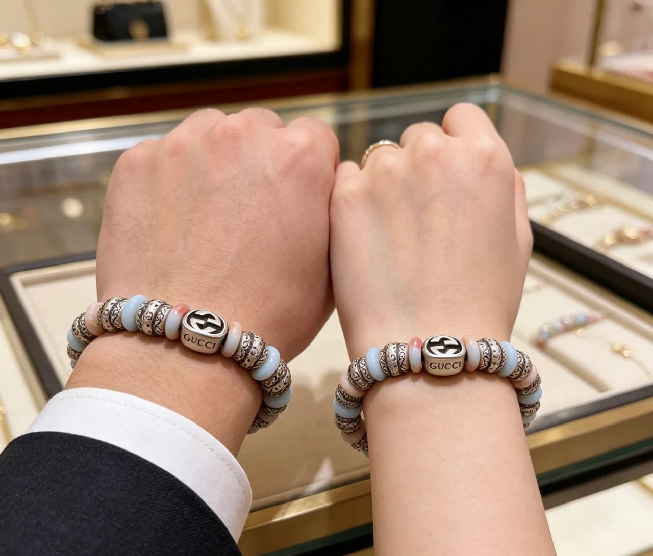 Gucci Multicolor Silver Beaded Ornate Scrollwork Bracelet