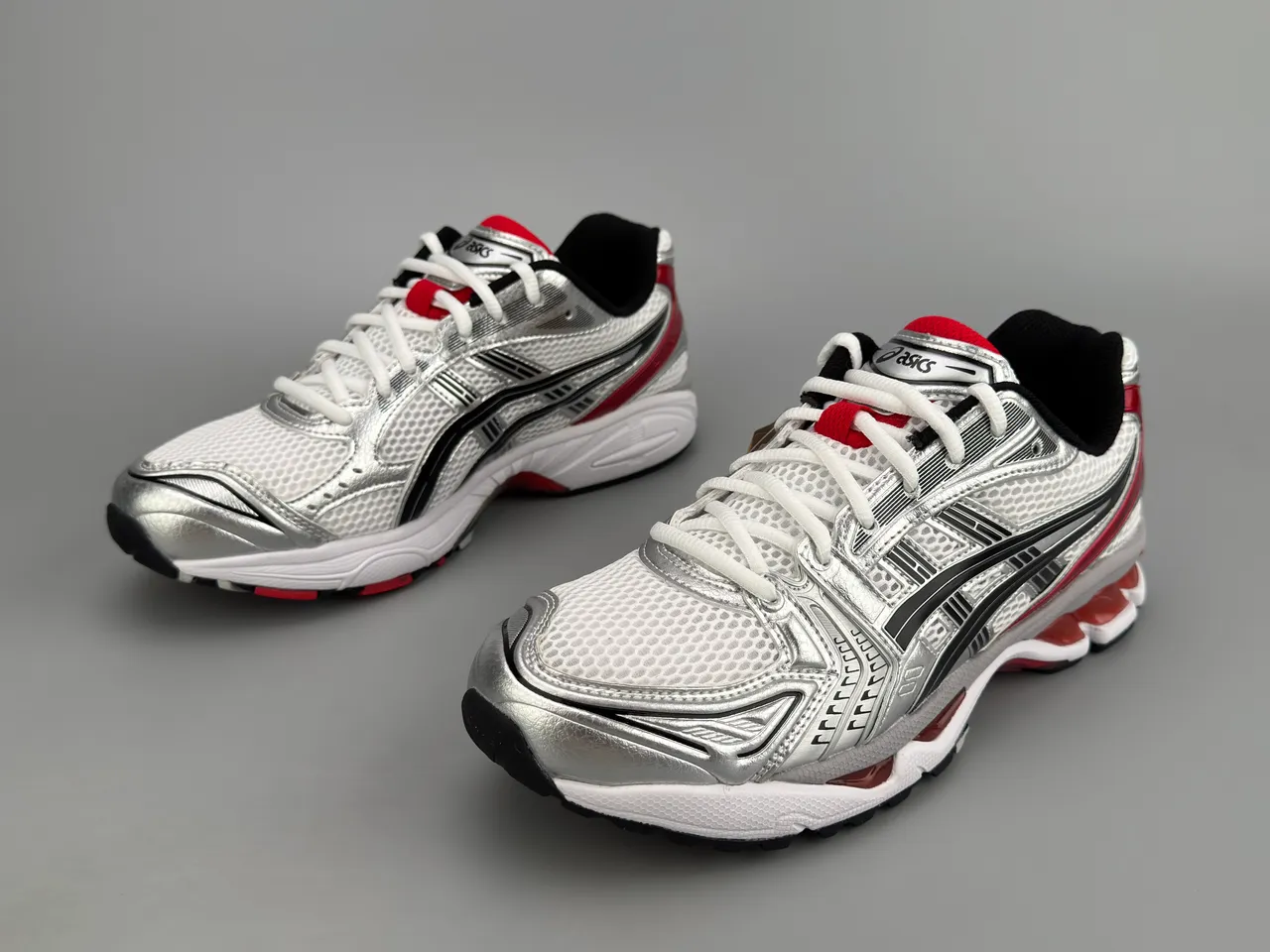 ASICS Gel-Kayano Silver White Red Running Shoes