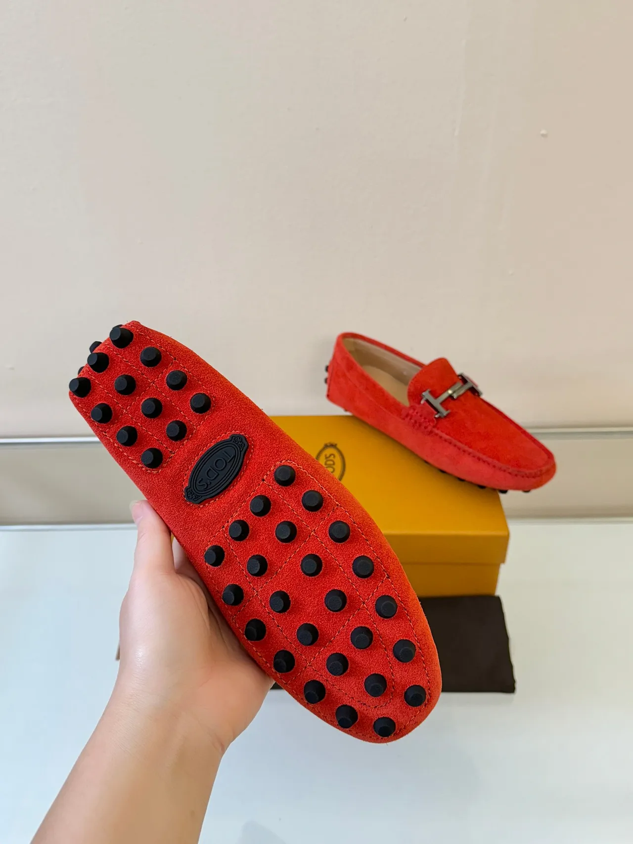 Tod's Gommino Loafer Red Suede H-Bar Loafers