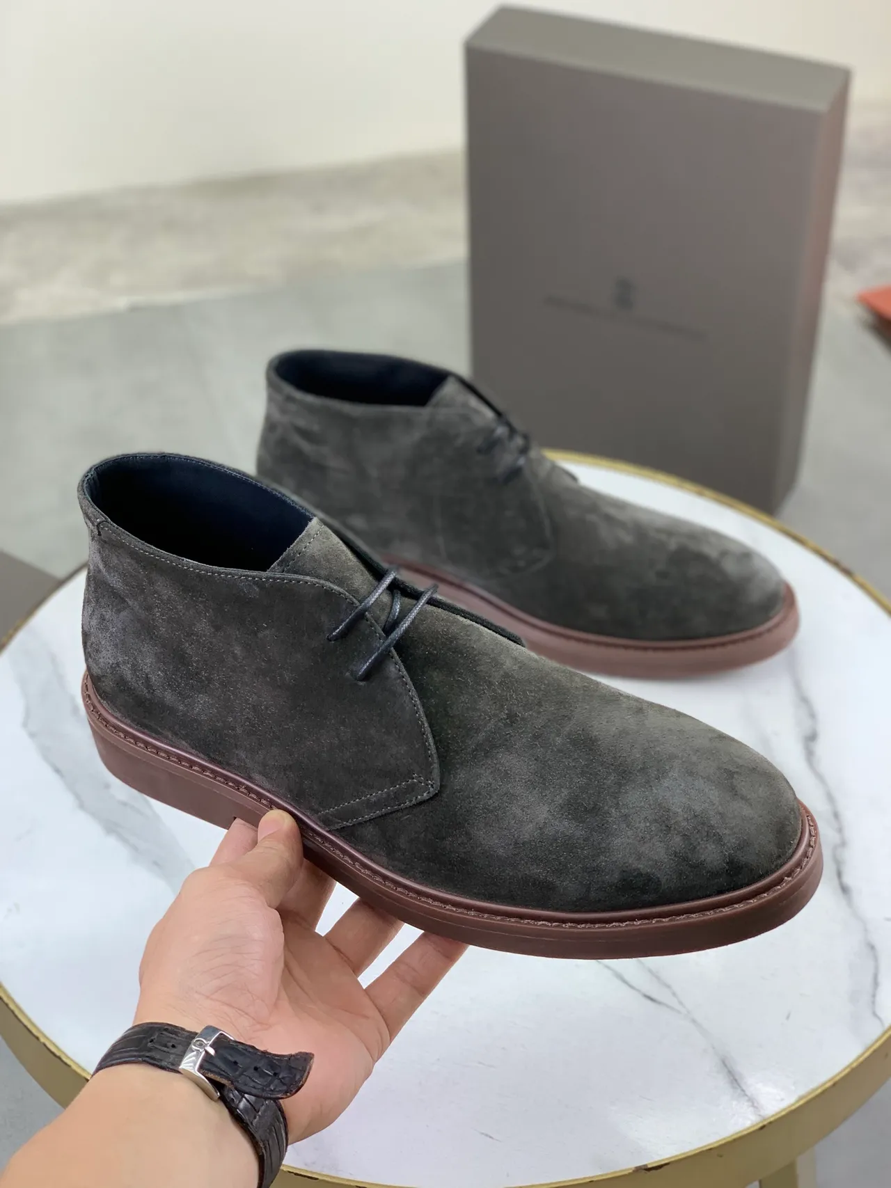 Gray Suede Chukka Ankle Boots