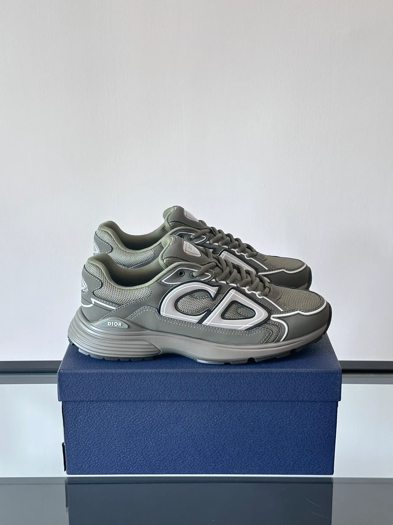 Dior B27 Olive Gray Monogram Lifestyle Sneakers