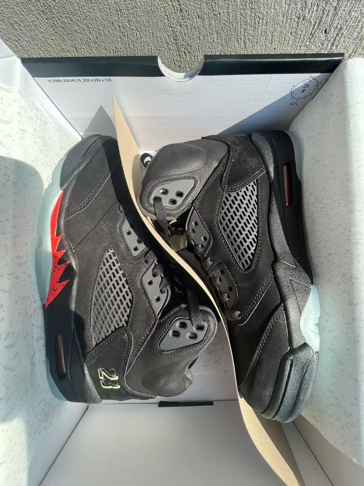 Air Jordan 5 Black Red Flame Basketball Shoes
