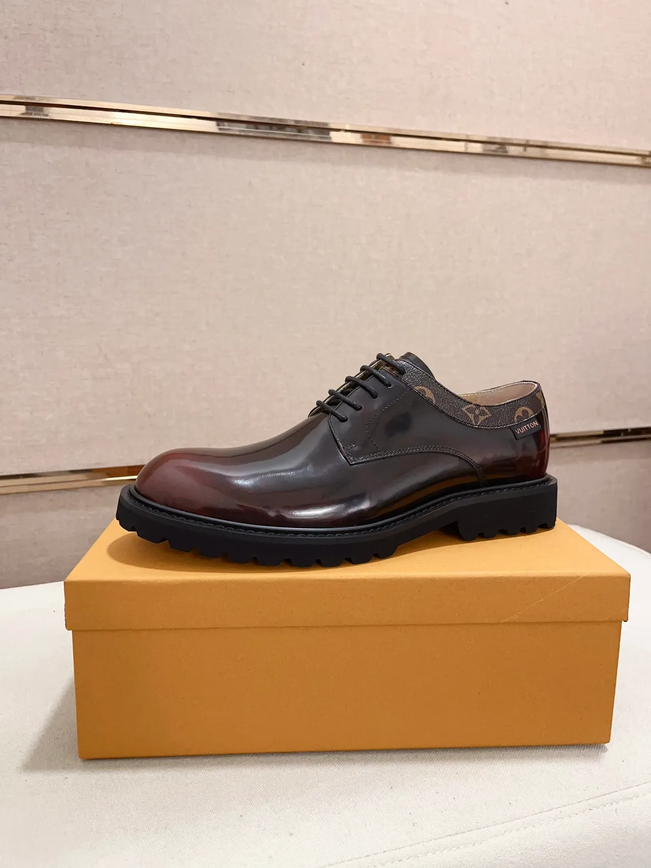 Louis Vuitton LV Trail Burgundy Polished Leather Oxford Shoes