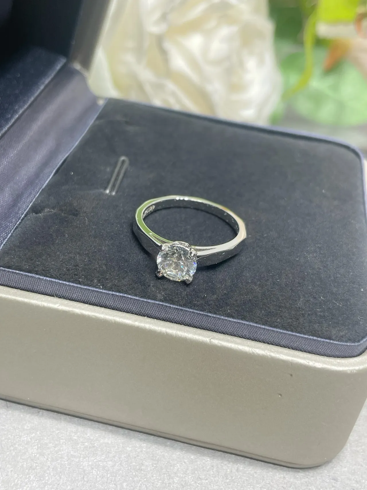 Silver Solitaire Round Brilliant-Cut Ring