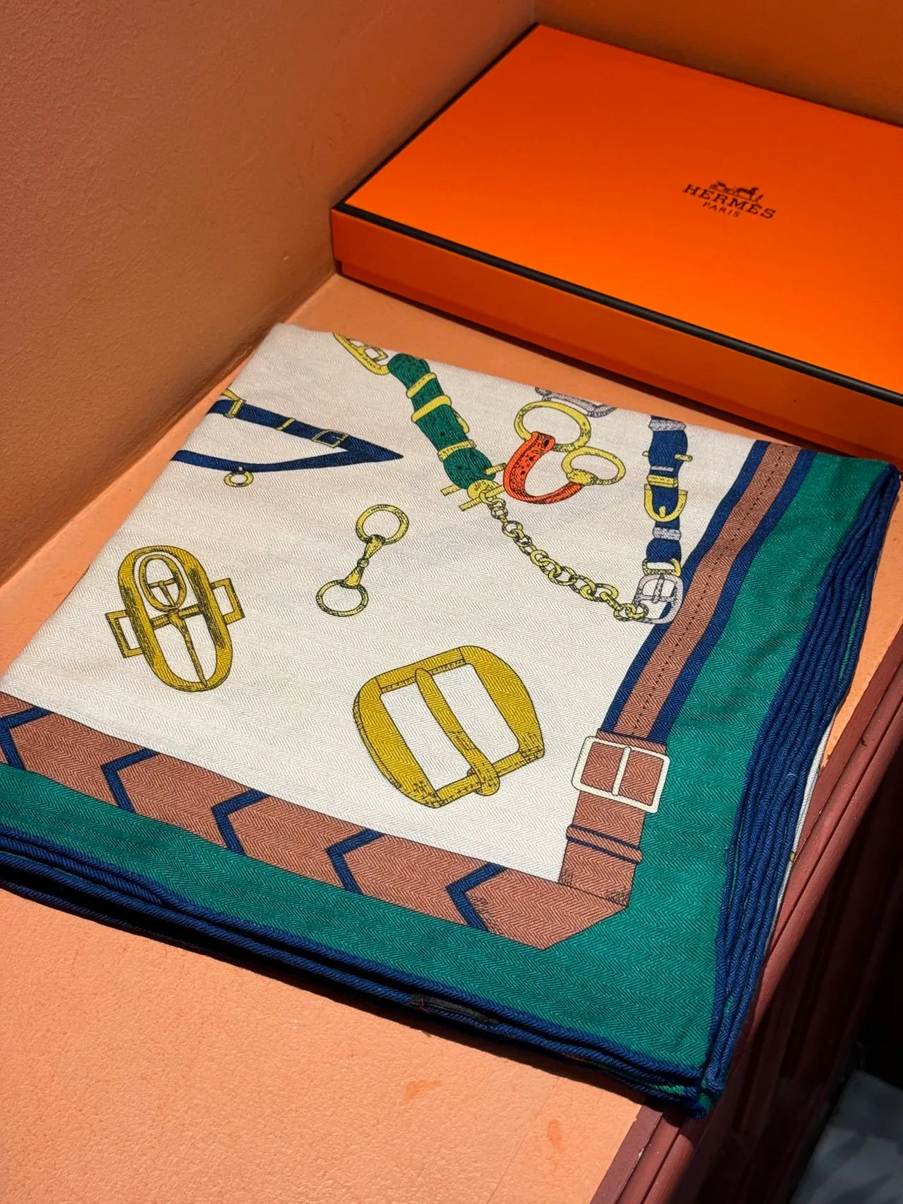 Hermès Les Déchaînés Multicolor Equestrian Hardware Silk Scarf