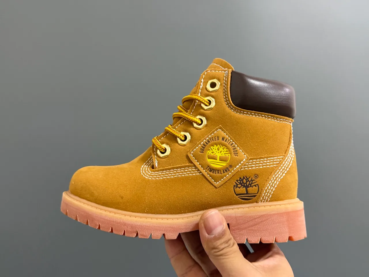 Timberland Premium 6-Inch Beige Brown Suede Upper Padded Collar Work Boots