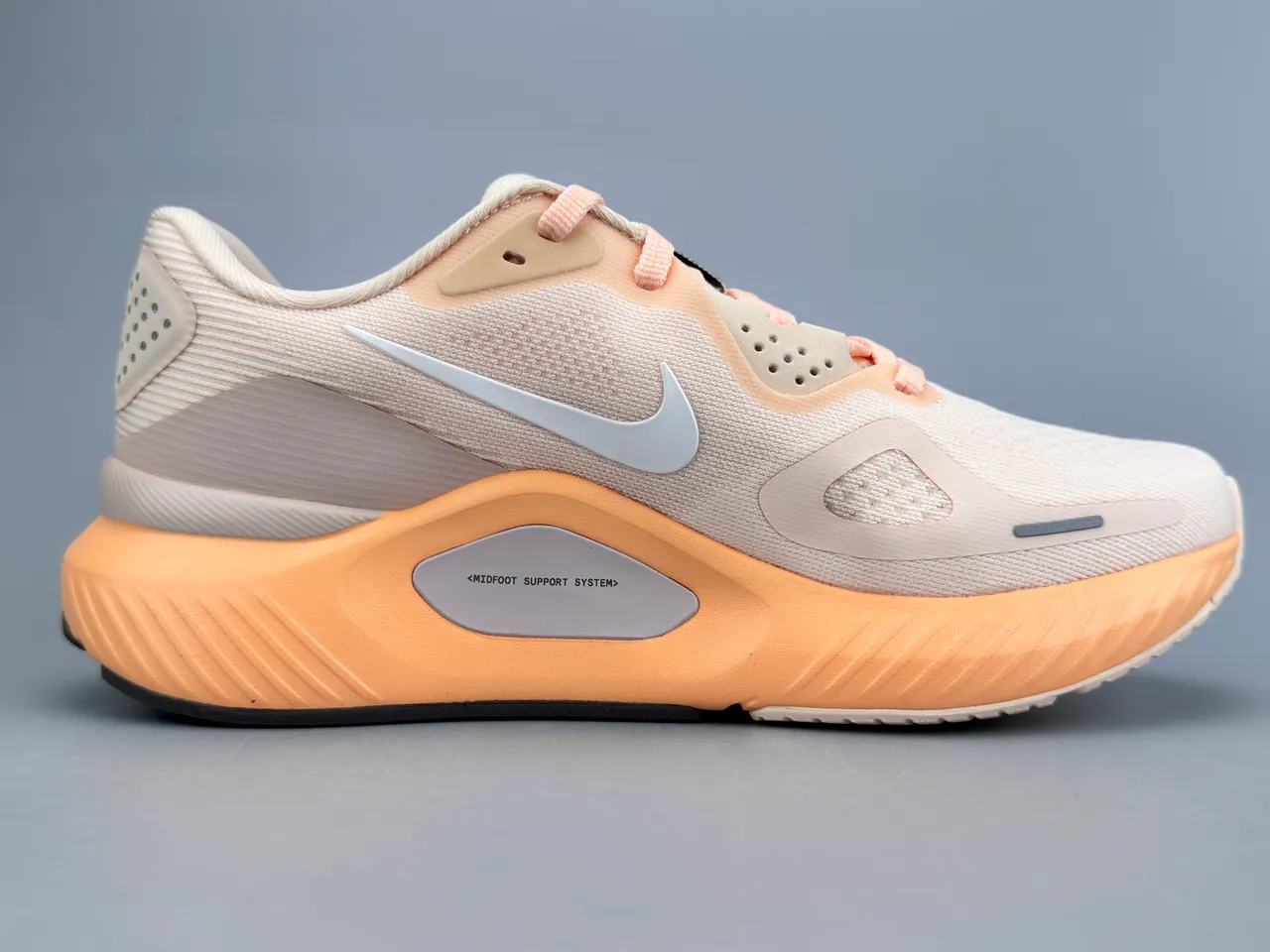 Nike Beige Orange Engineered Mesh Upper Sculpted Midsole Running Shoes