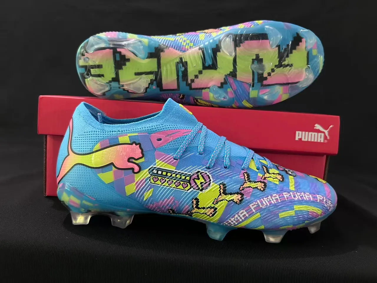 Puma Future Z Pixel Art Bright Blue Multicolor Firm-Ground Soccer Shoes