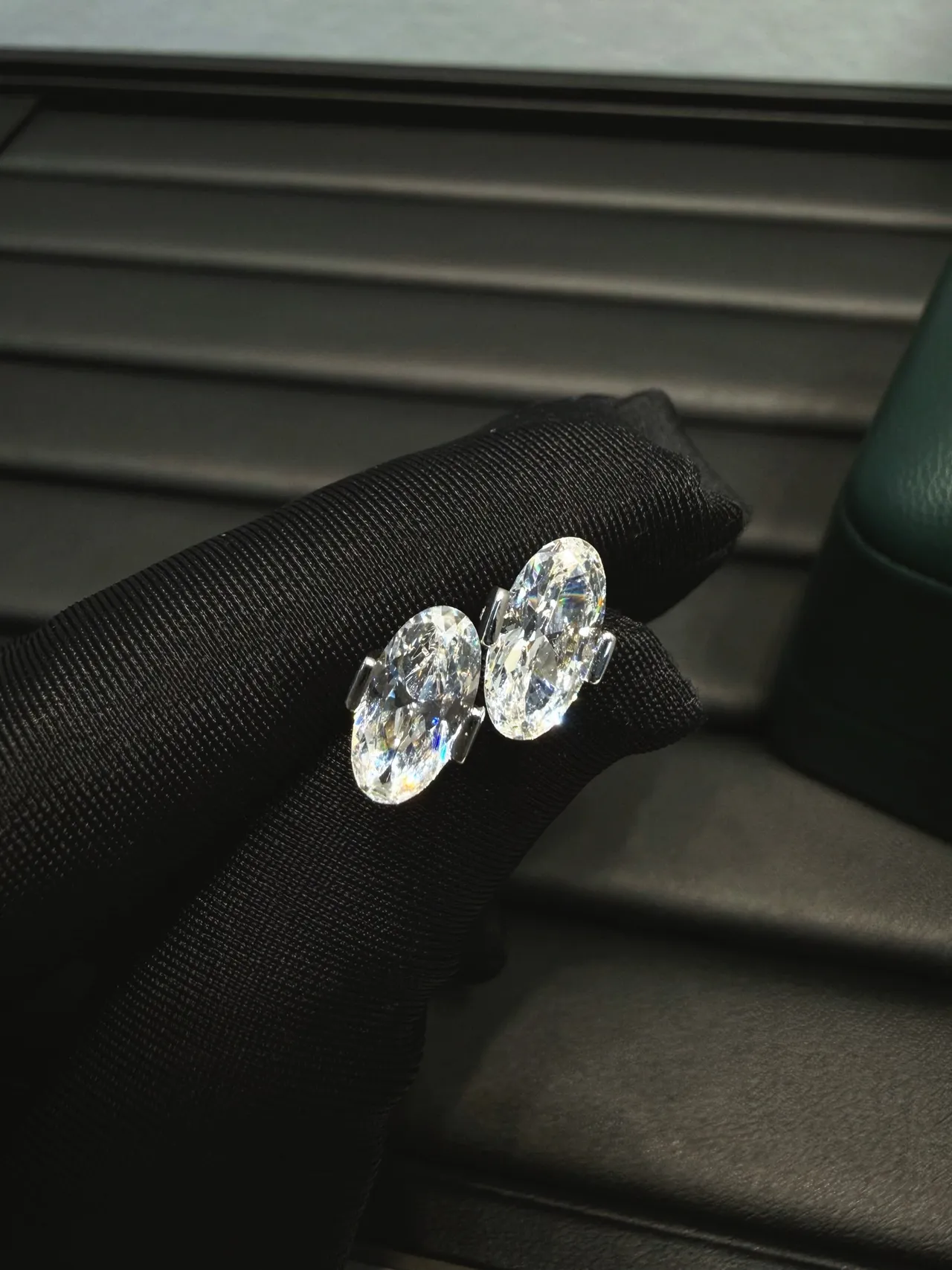 Oval Faceted Crystal Stud Earrings