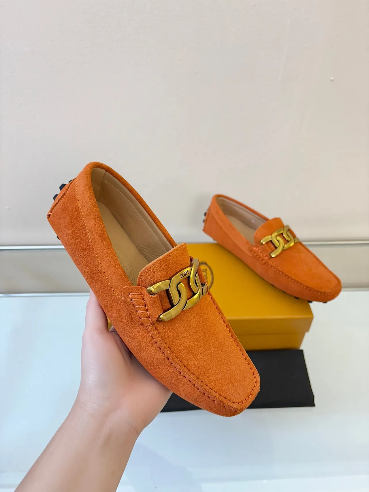 Tod's Gommino Loafer Orange Suede Horsebit Loafers