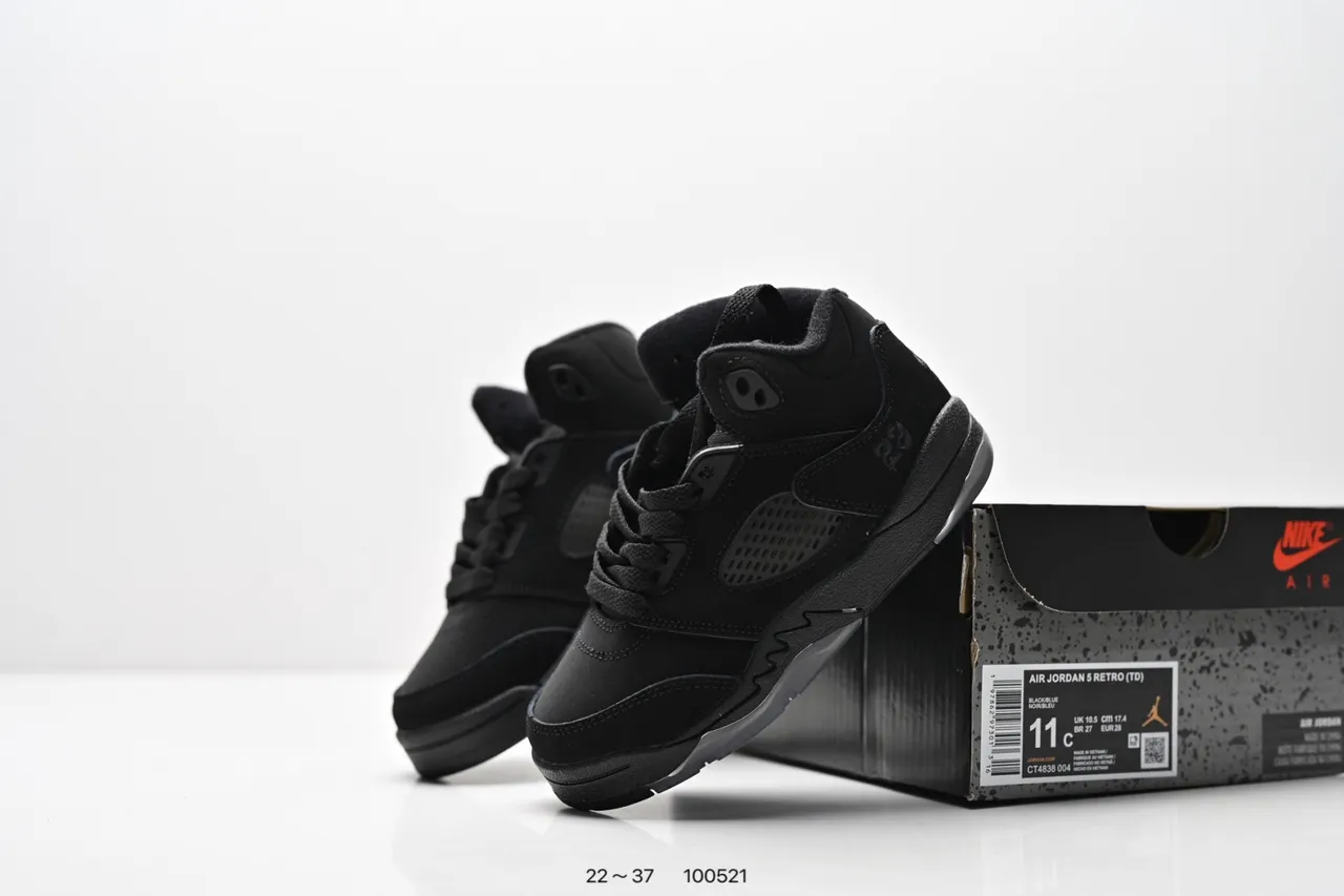 Air Jordan 5 Black Red '75' Kids Basketball Shoes