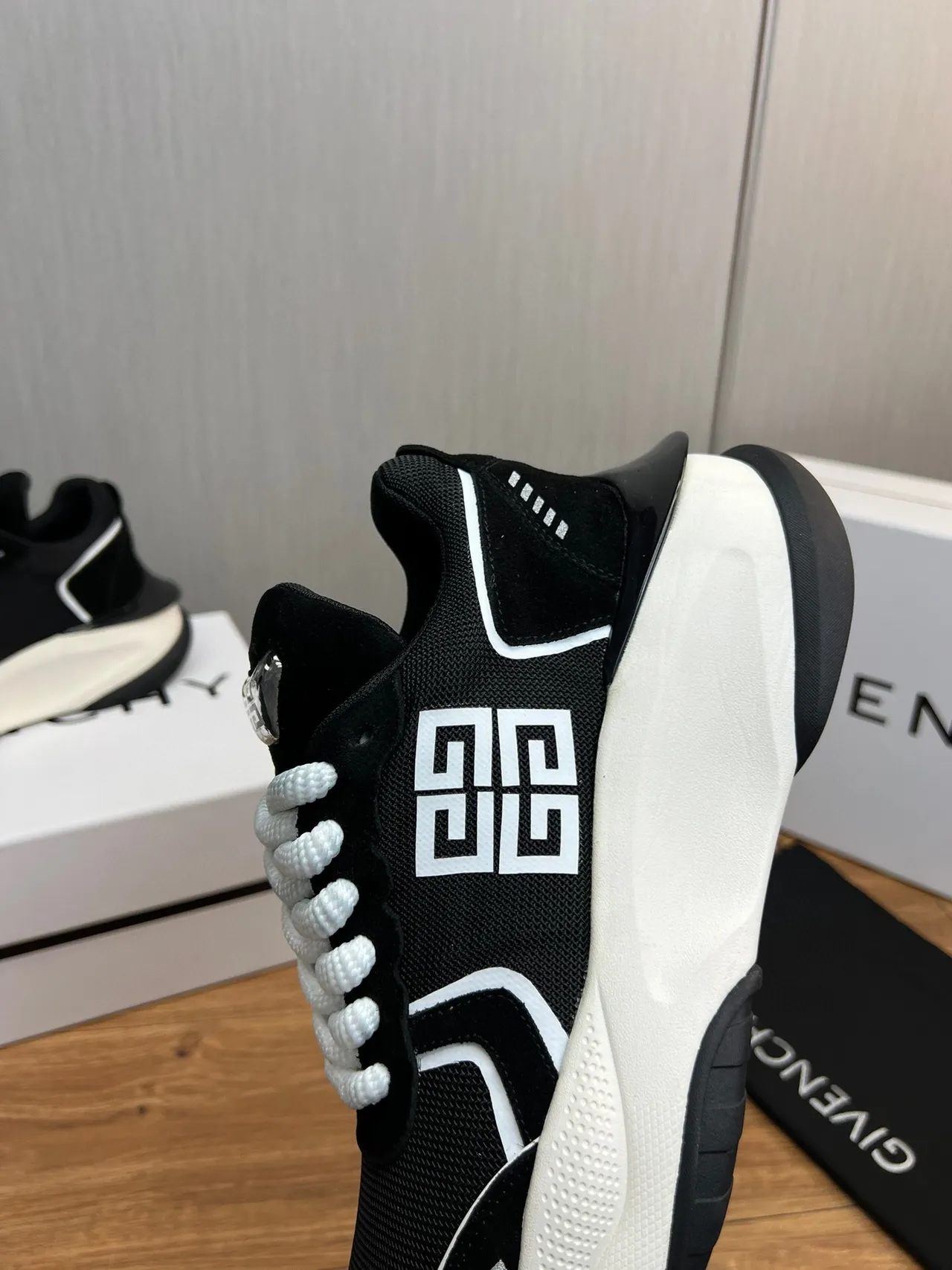 Givenchy Black White Sole Mesh Upper Chunky Sneakers