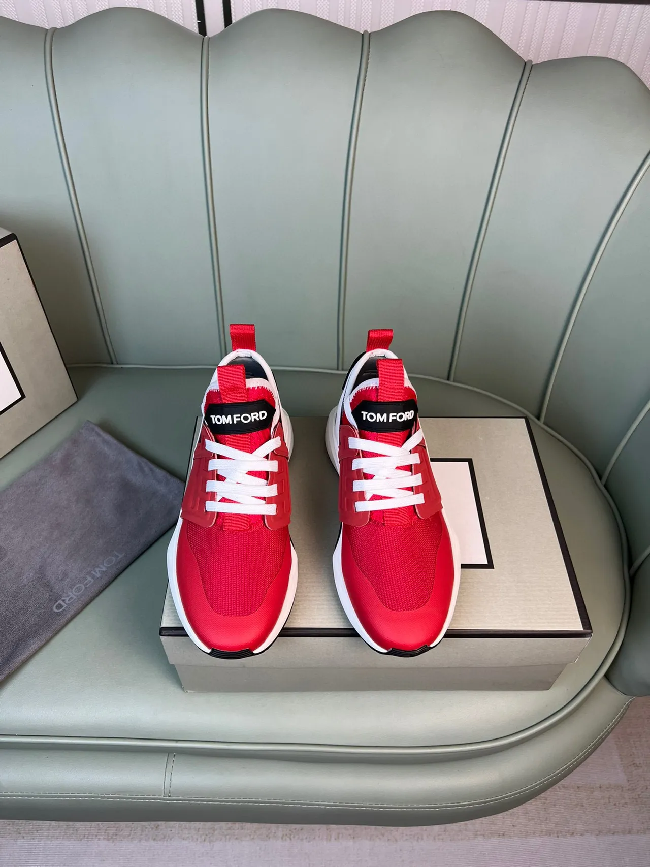 Tom Ford Red and White Lifestyle Sneaker