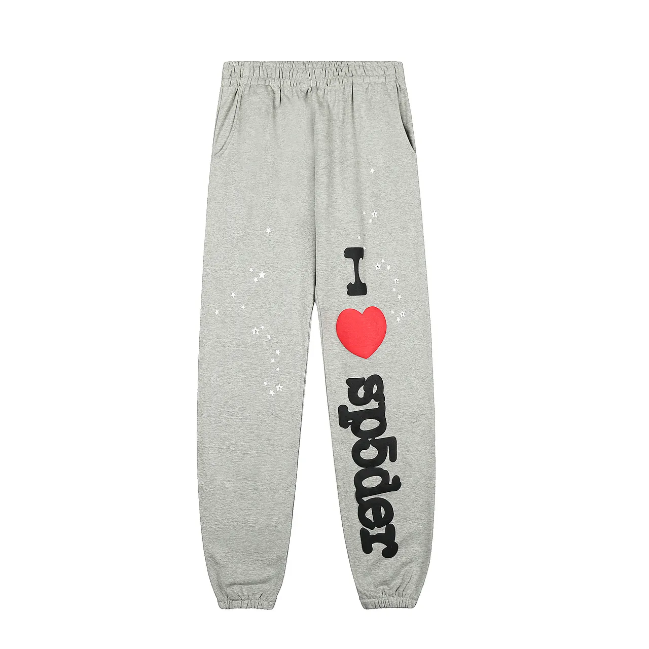 Sp5der I Love Gray Black Graphic-Print Oversized-Fit Tracksuit