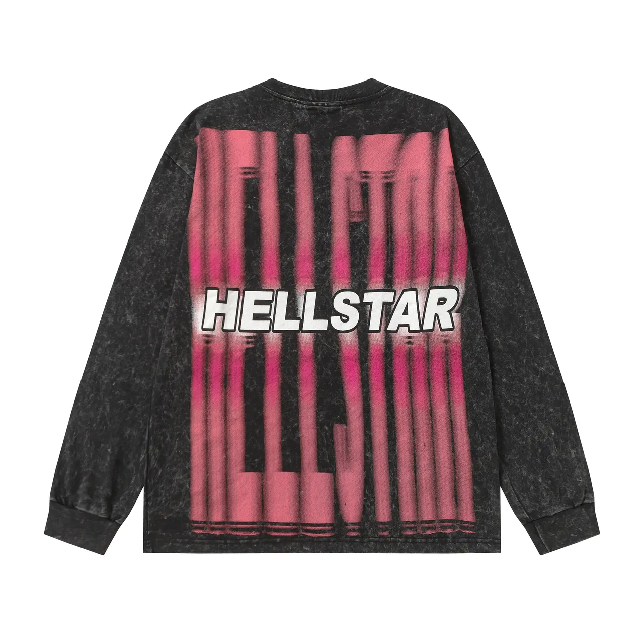 Hellstar Graphic-Print Acid-Wash Long-Sleeve T-Shirt