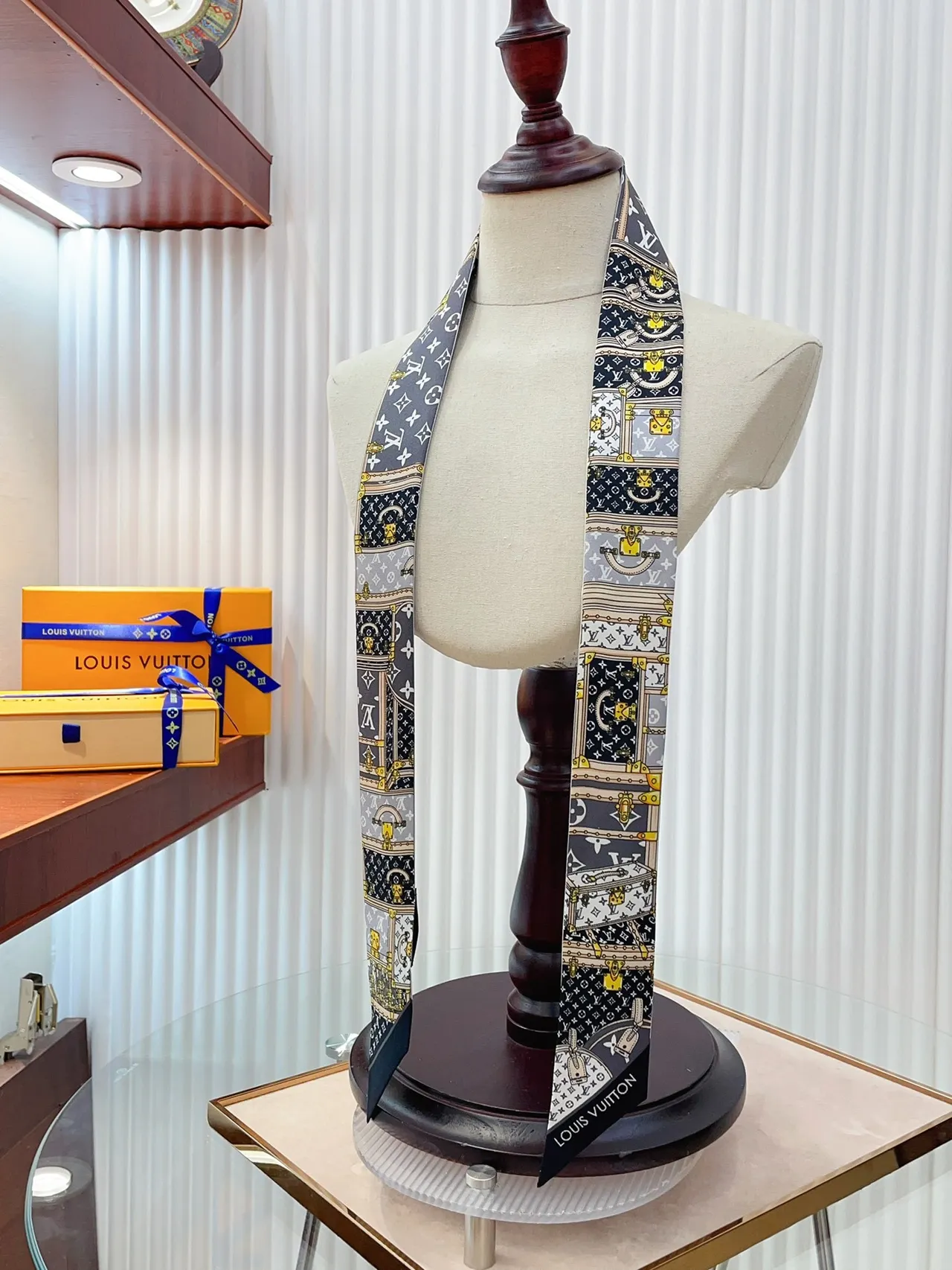Louis Vuitton Trunk Motif Printed Silk Scarf