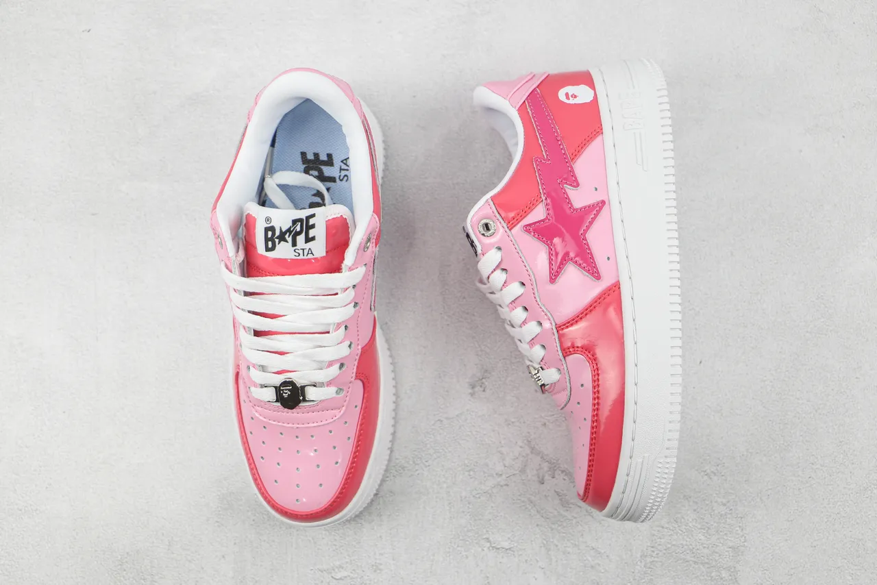 A Bathing Ape BAPE STA Glossy Pink Star Logo Lifestyle Sneakers
