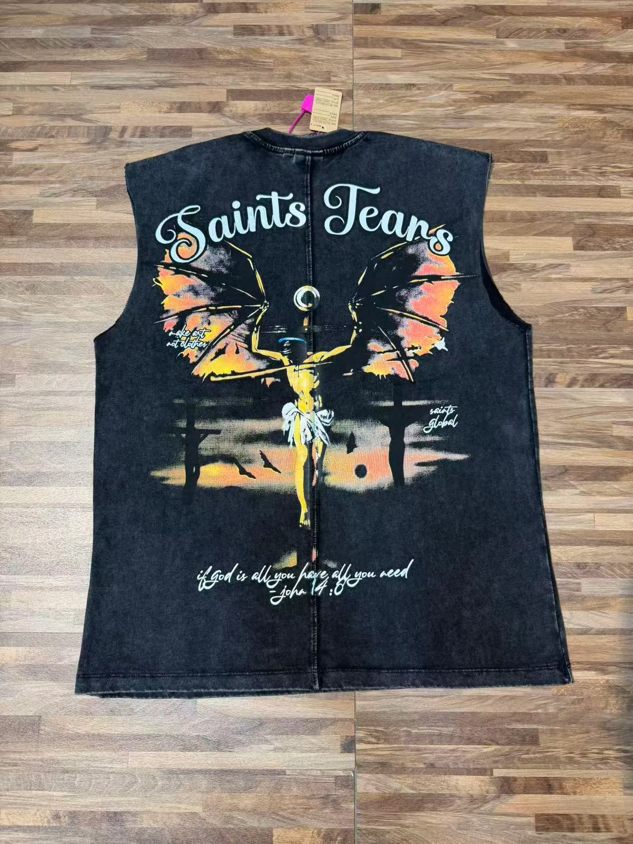 Blue Black Graphic-Print Sleeveless Vest Top