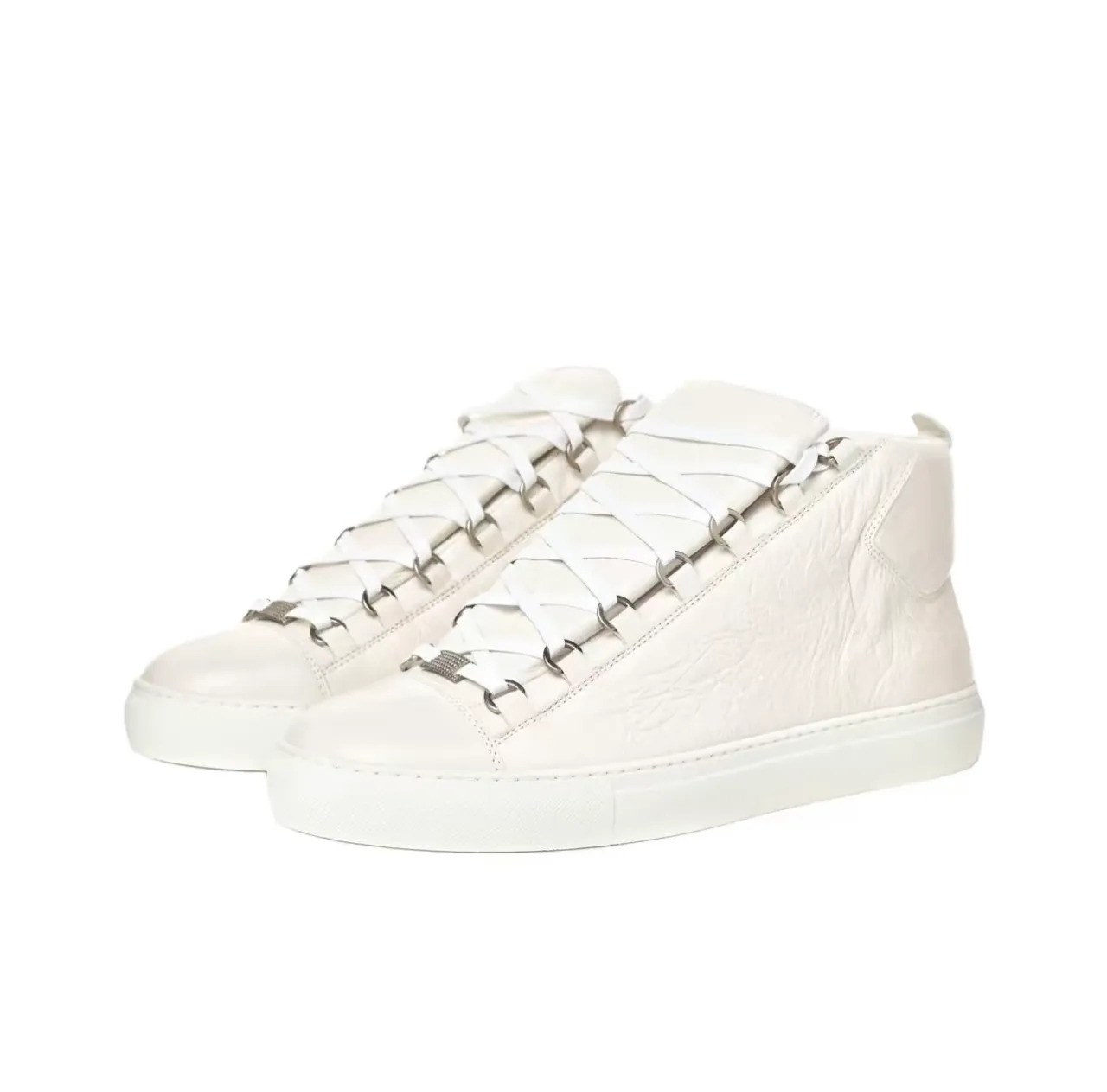Balenciaga Le Cagole White Crinkled Leather Lifestyle Sneakers