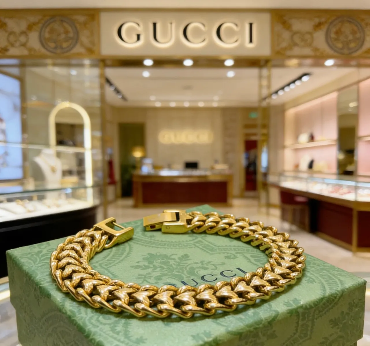 Gucci Braided Curb Chain Gold-Tone Bracelet