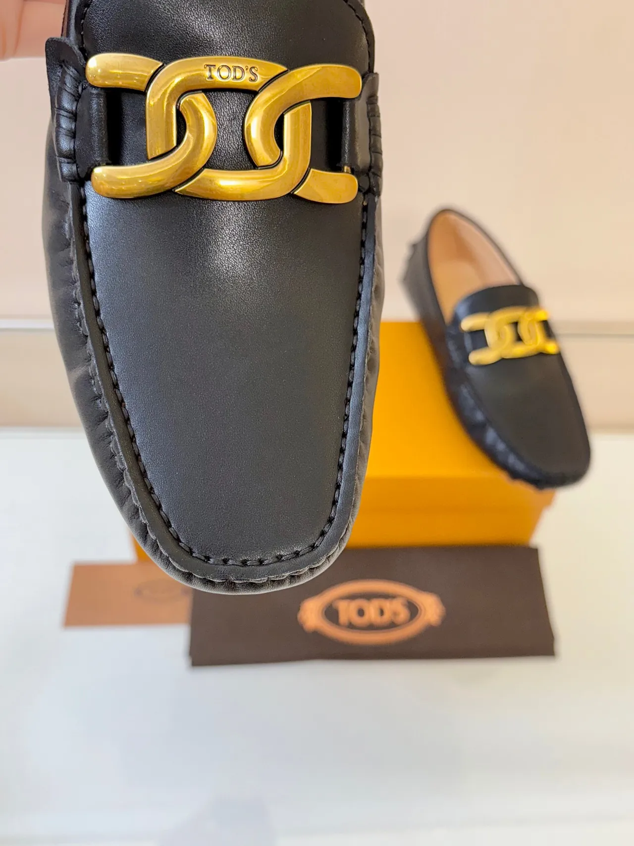 Tod's Horsebit Loafer Black Gold Leather Buckle Loafer