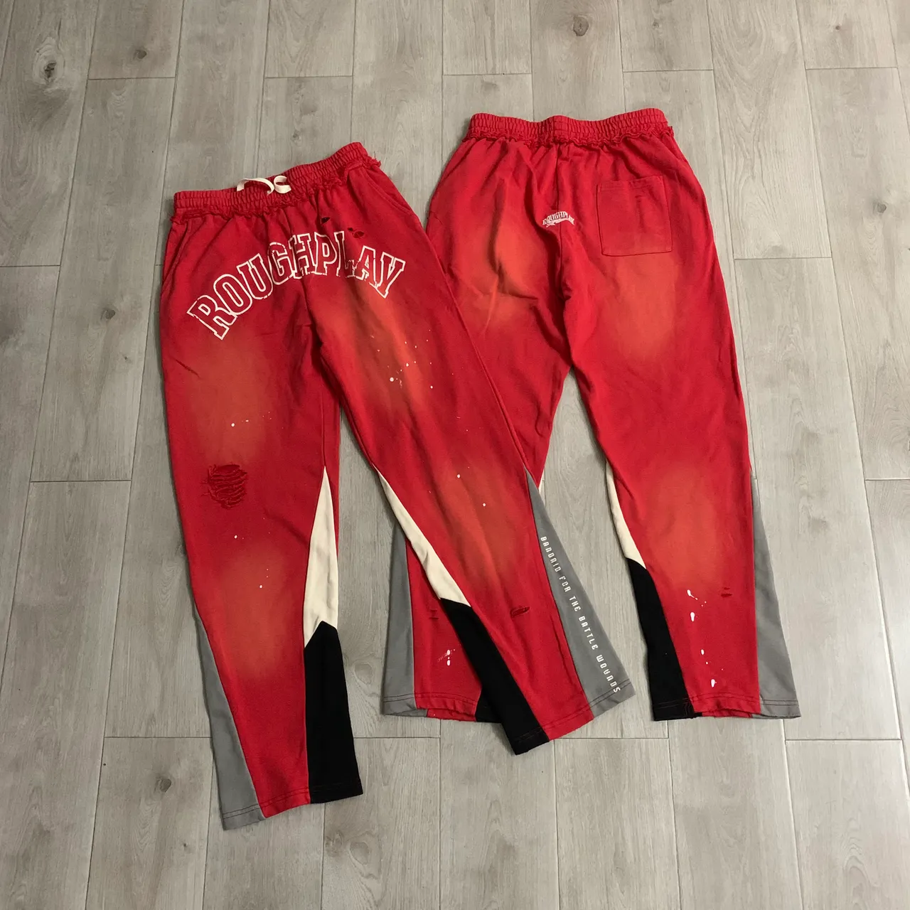 Roughplay Distressed Color-Blocked Sweatpants