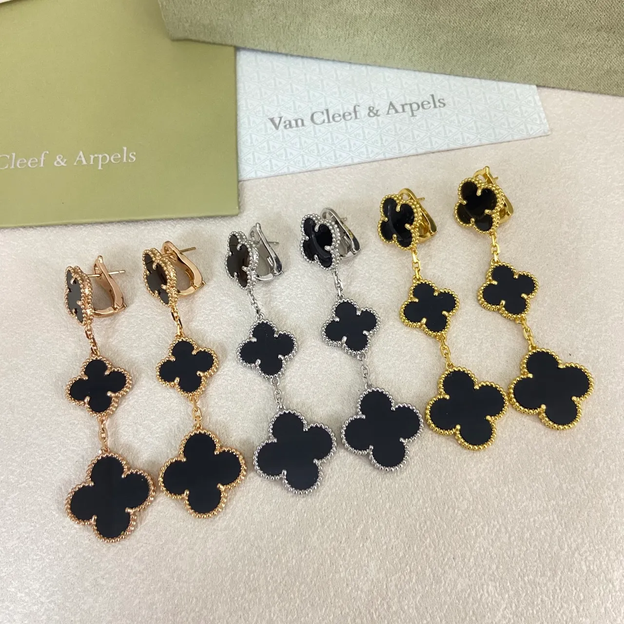 Van Cleef & Arpels Alhambra Four-Leaf Clover Dangling Earrings